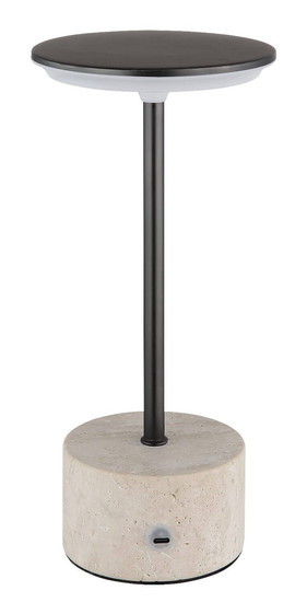 Globo LED Tischleuchte Laurena 3W dimmbar Akku CCT warm-/neutral-/tageslichtweiss Grau Travertine Stein Ø13cm