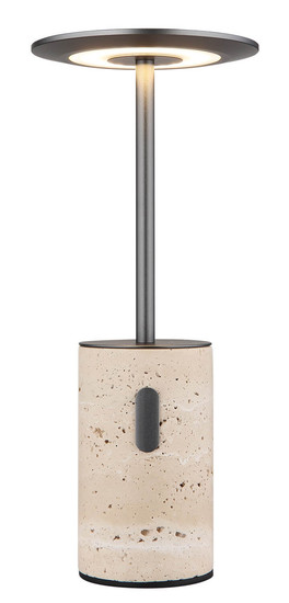 Globo Travertin LED Tischleuchte 3W Warmweiß Grau, Travertine Stein Memoryfunktion Ø12cm 21050