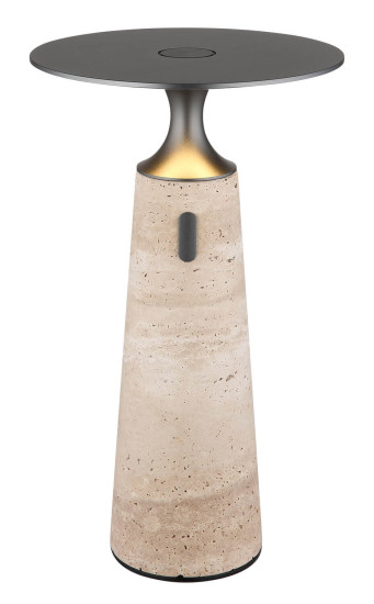 Globo Travertin LED Tischleuchte 3W Warmweiß Grau, Travertine Stein Memoryfunktion Ø20cm 21051