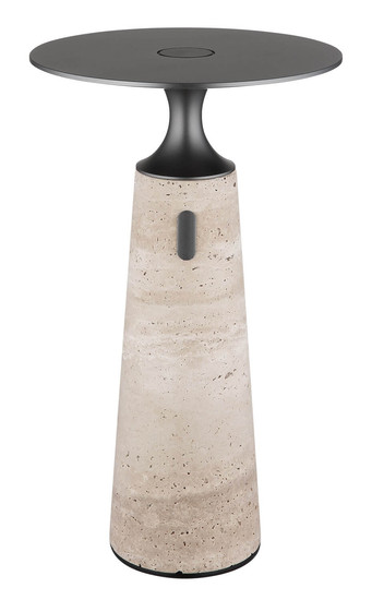 Globo Travertin LED Tischleuchte 3W Warmweiß Grau, Travertine Stein Memoryfunktion Ø20cm 21051