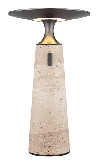 Globo Travertin LED Tischleuchte 3W Warmweiß Grau, Travertine Stein Memoryfunktion Ø20cm 21051