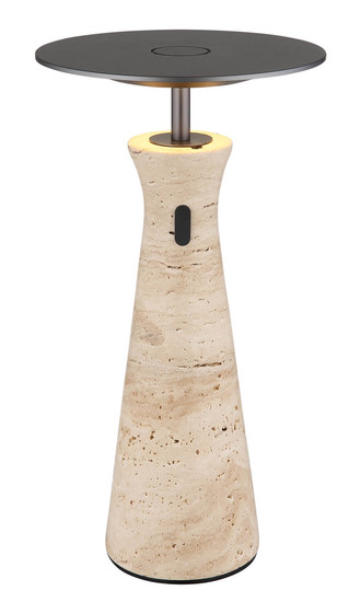 Globo Travertin LED Tischleuchte 3W Warmweiß Grau, Travertine Stein Memoryfunktion Ø20cm 21052