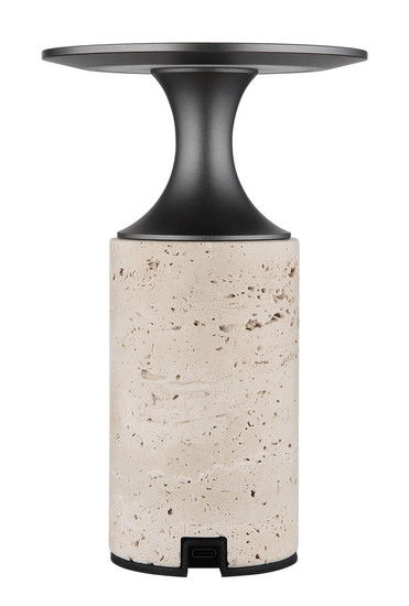 Globo Travertin LED Tischleuchte 3W Warmweiß Grau, Travertine Stein Memoryfunktion Ø12cm 21053