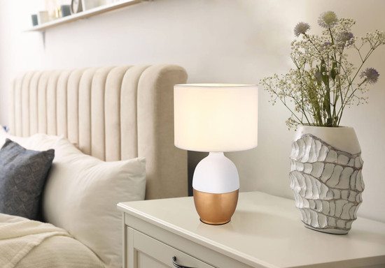 Globo Valentino E14 Tischleuchte 40W Weiß, Keramik Ø25cm 21627W