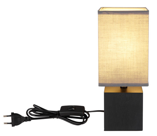 Globo Valentino E27 Tischleuchte 7W Schwarz Getüncht, Holz 30cm 21628A