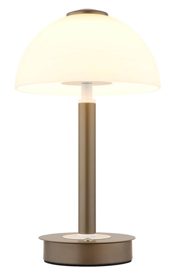 Globo LED Tischleuchte Uldin 7W dimmbar warmweiss Kaffeefarben matt Metall Glas Ø18cm