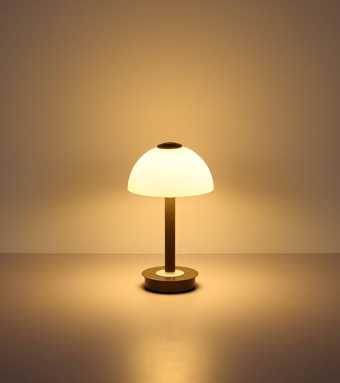Globo LED Tischleuchte Uldin 7W dimmbar warmweiss Kaffeefarben matt Metall Glas Ø18cm