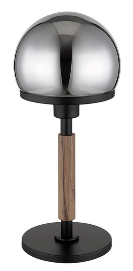 Globo Tischleuchte Haku E27 Schwarz matt rauchfarben Metall Glas Ø18cm