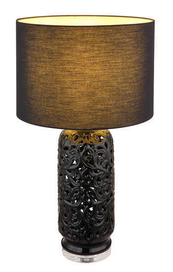 Globo Sebastian E27 Tischleuchte 40W Schwarz Matt, Keramik Ø40cm 24144B