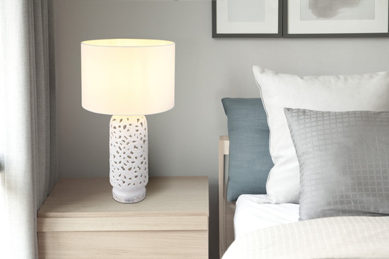 Globo Sebastian E27 Tischleuchte 40W Weiß Matt, Keramik Ø40cm 24144W