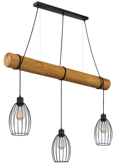 Globo Pendelleuchte Berti 3-flammig E27 Schwarz matt Metall Metallstäbe 150x115cm