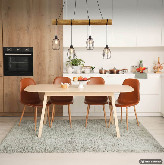 Globo Pendelleuchte Berti 4-flammig E27 Schwarz matt Metall Metallstäbe 150x125cm