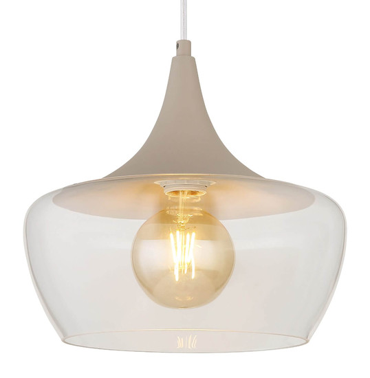 Globo Pendelleuchte Arola E27 Sandfarben matt Metall Glas Ø30cm