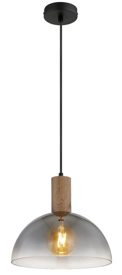 Globo Pendelleuchte Romy E27 Schwarz matt rauchfarben Metall Glas Ø30cm