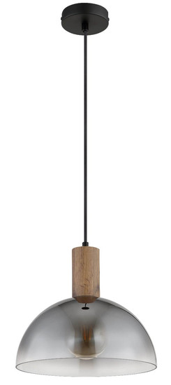 Globo Pendelleuchte Romy E27 Schwarz matt rauchfarben Metall Glas Ø30cm