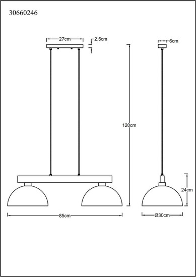 Globo Pendelleuchte Romy 2-flammig E27 Schwarz matt rauchfarben Metall Glas 120x85cm