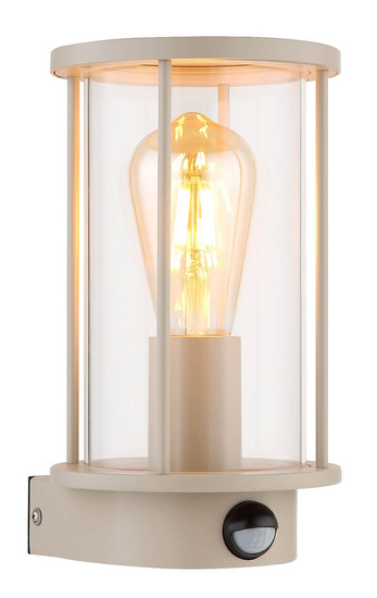 Globo Außenwandleuchte Gracey E27 Bewegungsmelder IP54 Sandfarben matt Edelstahl Glas 25x14cm