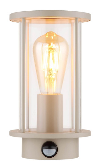 Globo Außenwandleuchte Gracey E27 Bewegungsmelder IP54 Sandfarben matt Edelstahl Glas 25x14cm
