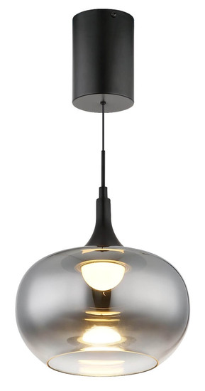Globo LED Pendelleuchte Lui 12W warmweiss Schwarz matt rauchfarben Metall Glas Ø24cm