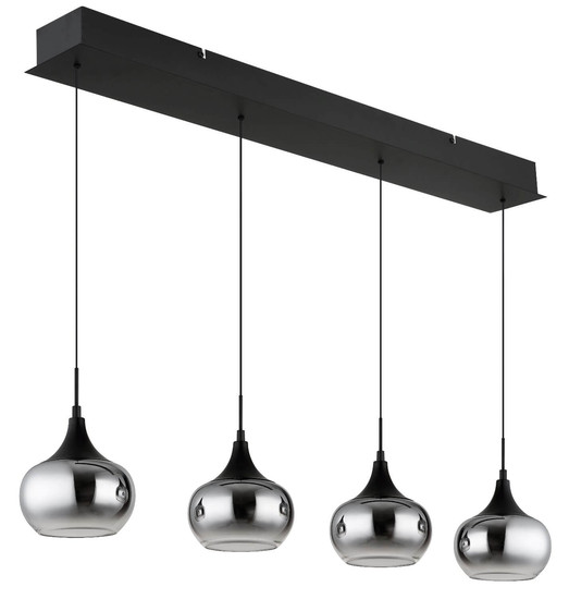 Globo LED Pendelleuchte Lui 32W warmweiss Schwarz matt rauchfarben Metall Glas 150x90cm