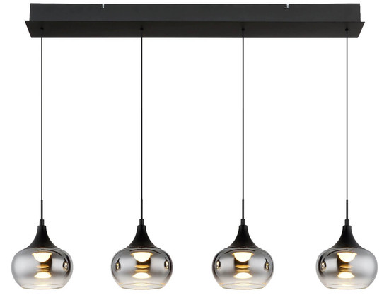 Globo LED Pendelleuchte Lui 32W warmweiss Schwarz matt rauchfarben Metall Glas 150x90cm