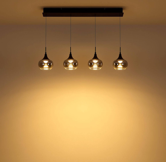 Globo LED Pendelleuchte Lui 32W warmweiss Schwarz matt rauchfarben Metall Glas 150x90cm