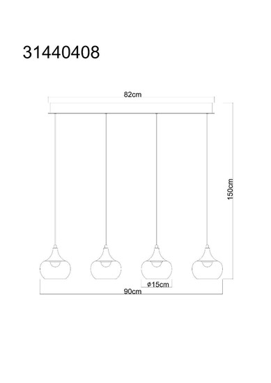 Globo LED Pendelleuchte Lui 32W warmweiss Schwarz matt rauchfarben Metall Glas 150x90cm