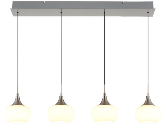 Globo LED Pendelleuchte Lui 32W warmweiss Nickel matt Metall Glas 150x90cm