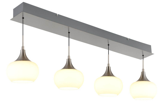 Globo LED Pendelleuchte Lui 32W warmweiss Nickel matt Metall Glas 150x90cm