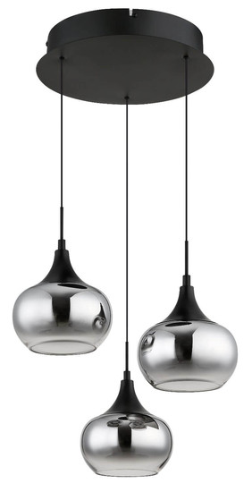 Globo LED Pendelleuchte Lui 24W warmweiss Schwarz matt rauchfarben Metall Glas Ø37cm