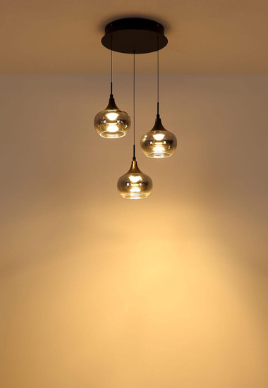 Globo LED Pendelleuchte Lui 24W warmweiss Schwarz matt rauchfarben Metall Glas Ø37cm