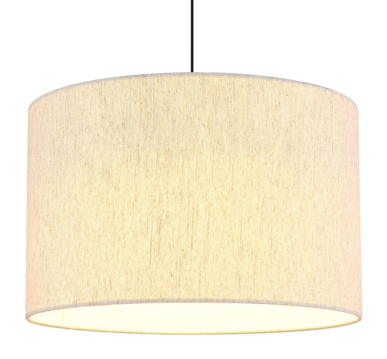 Globo LED Pendelleuchte Thea 8W warmweiss Schwarz-chrom matt cremefarben Metall Leinen Ø35cm