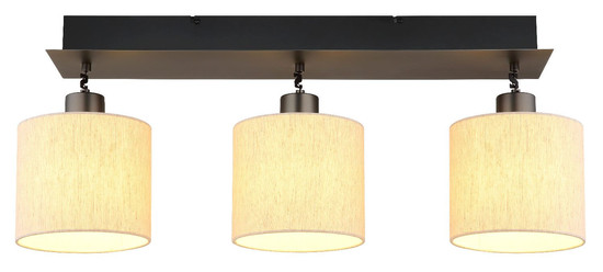 Globo LED Pendelleuchte Thea 24W warmweiss Schwarz-chrom matt cremefarben Metall Leinen 180x74cm