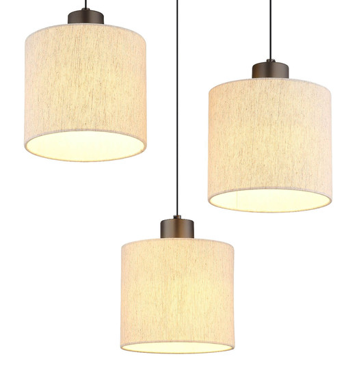 Globo LED Pendelleuchte Thea 24W warmweiss Schwarz-chrom matt cremefarben Metall Leinen Ø49cm