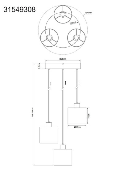 Globo LED Pendelleuchte Thea 24W warmweiss Schwarz-chrom matt cremefarben Metall Leinen Ø49cm