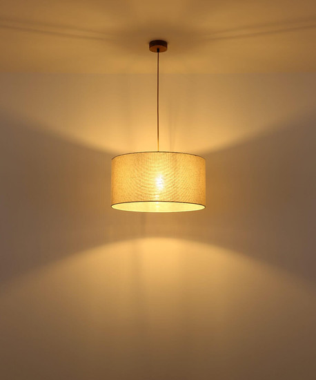 Globo Pendelleuchte Jule E27 Braun beige Holz Leinen Ø50cm