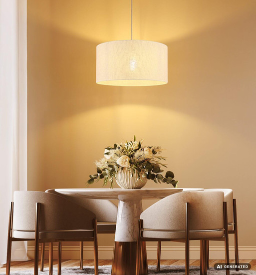 Globo Pendelleuchte Jule E27 Braun beige Holz Leinen Ø50cm