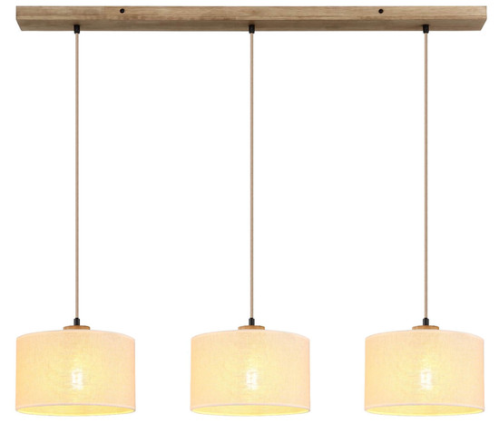 Globo Pendelleuchte Jule 3-flammig E27 Braun beige Holz Leinen 120x100cm