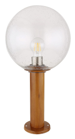 Globo Sockelleuchte Ossy E27 IP44 Holzoptik Aluminium Druckguss Glas 50cm