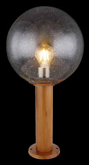 Globo Sockelleuchte Ossy E27 IP44 Holzoptik Aluminium Druckguss Glas 50cm