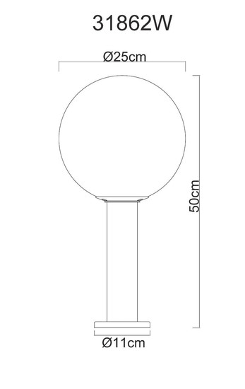 Globo Sockelleuchte Ossy E27 IP44 Holzoptik Aluminium Druckguss Glas 50cm