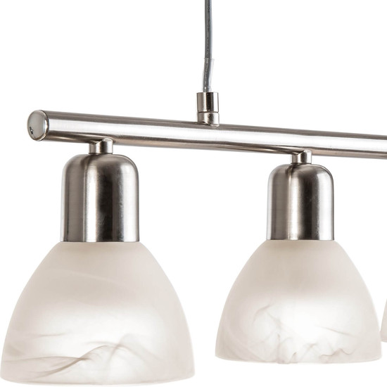 Globo LED Pendelleuchte Daytona 4-flammig E14 LED 4x 5W warmweiss Nickel matt alabaster Optik Metall Glas 150x60cm