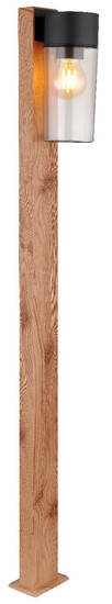 Globo Sockelleuchte Etsi E27 IP44 Holzoptik dunkel rauchfarben Edelstahl Glas 100cm