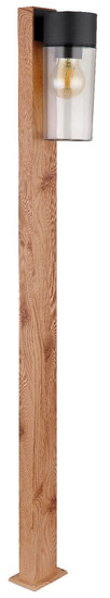 Globo Sockelleuchte Etsi E27 IP44 Holzoptik dunkel rauchfarben Edelstahl Glas 100cm