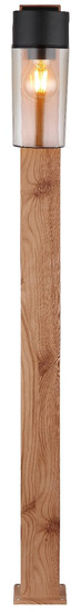 Globo Sockelleuchte Etsi E27 IP44 Holzoptik dunkel rauchfarben Edelstahl Glas 100cm