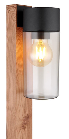 Globo Sockelleuchte Etsi E27 IP44 Holzoptik dunkel rauchfarben Edelstahl Glas 100cm
