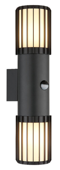 Globo Außenwandleuchte Mervin 2-flammig E27 Bewegungsmelder IP54 Anthrazit matt Aluminium 38x9cm