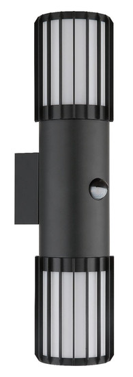 Globo Außenwandleuchte Mervin 2-flammig E27 Bewegungsmelder IP54 Anthrazit matt Aluminium 38x9cm