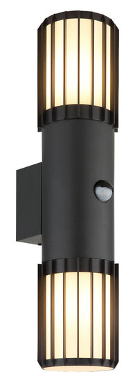 Globo Außenwandleuchte Mervin 2-flammig E27 Bewegungsmelder IP54 Anthrazit matt Aluminium 38x9cm