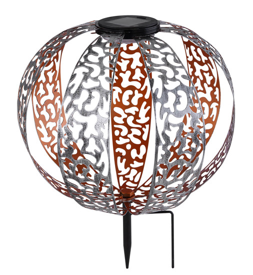 Globo Solarleuchte Metall Silberfarben, 1Xled LED Solarleuchte 0,12W IP44 Silberfarben, Metall 41cm 33647